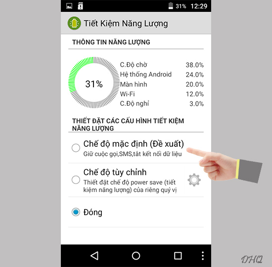 Chọn chế độ tiết kiệm pin